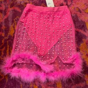 iheartraves mesh & pearl skirt